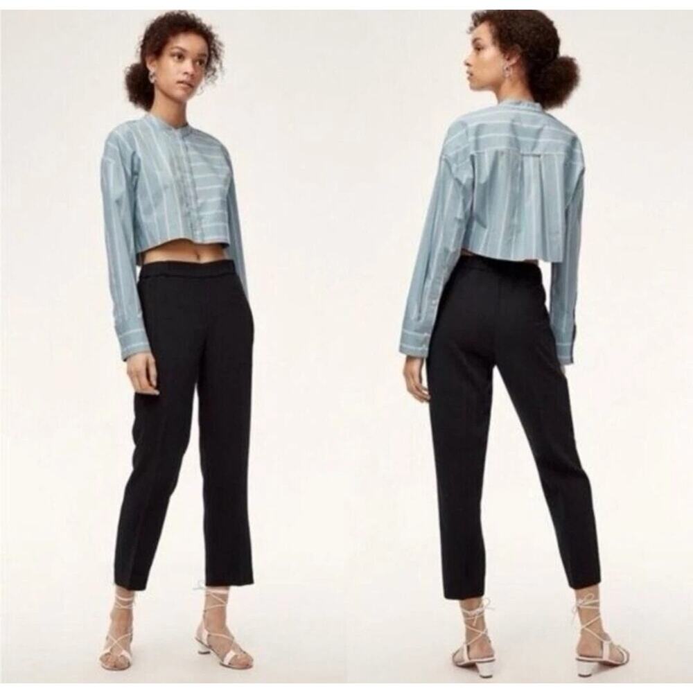 Aritzia Wilfred Darontal Pull-on Crepe Cropped Dress Pants Trousers Black Sz 0